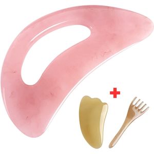 Gua Sha Schraper 3-delig - Extra Groot Massage Bord - Schraper – Hoofdmassage Kam – Lymfedrainage & Cellulite Verwijdering – Hoofd,Gezicht,Rug, Nek & Schouder Massagegereedschap – Spierherstel & Ontspanning