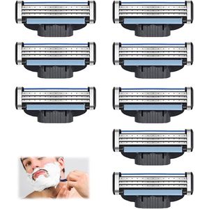 Allecto Plus - Set van 8 Scheerapparaat Reservemesjes voor Heren - Compatibel met Gillette Mach3 - Heren Scheermesjes Navulverpakkingen voor Gladde Scheerbeurt