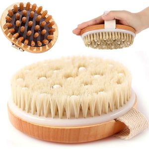 Inovra - Droge lichaamsborstels 2-pack met houten handvat, natuurlijke borstels voor lymfedrainage en exfoliatie - voor gladde, gezonde huid.