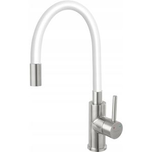 Ferro Zumba Inox Keukenkraan - Staand, Wit Flexibel, Roestvrij Staal