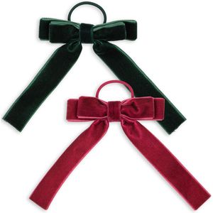 Konges Sløjd Velvet Bow Elastieken - Set van 2 stuks - Green/Sangria
