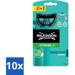 Wilkinson - Wegwerpscheermesjes Xtreme3 Sensitive - Flexibele Mesjes - 4 scheermesjes - Bulkverpakking - 10 stuks