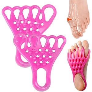 1 paar teenspreiders - Slijtvaste teenspreider voor de hallux valgus - Zeer elastische teenspreider - Met verhoogde massagepunten - Voetrekkingsband - Geschikt om de tenen weer in hun oorspronkelijke vorm te brengen - Rozerood