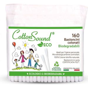 Milieuvriendelijke wattenstaafjes met katoenen tips - 160 stuks, biologisch afbreekbaar en composteerbaar