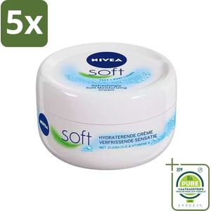 5 x Nivea - Soft Intensive Moisturizing Cream - Face, Body and Hands - 200 ml - Grootverpakking - NIVEA Soft - Intensieve Vochtinbrengende Crème - Gezichtscrème - Bodylotion - Handcrème