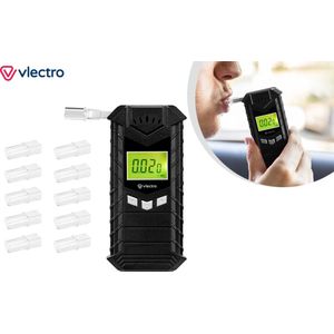 Vlectro Alcoholtester - Digitale Blaastest - USB-Oplaadbaar - Inclusief Mondstukjes - Compact Ontwerp
