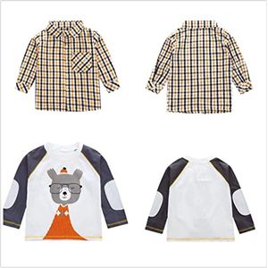 3-delige Casual Set voor Peuters - T-shirt, Geruit Overhemd en Kaki Broek