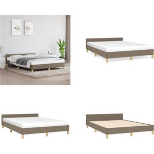 vidaXL Bedframe met hoofdeinde stof taupe 140x190 cm - Bedframe Met Hoofdeinde - Bedframes Met Hoofdeindes - Bed - Slaapmeubel