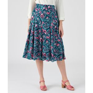 Damart - Soepele plissérok in gebloemde voile - Dames - Groen - 40