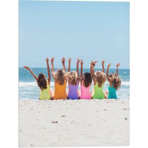 Vlag - Strand - Zee - Water - Zand - Personen - Kleuren - Badpak - 30x40 cm Foto op Polyester Vlag