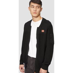 s.Oliver - Gebreid Vest - Bruin/Zwart - Lange Mouw - Normale Pasvorm