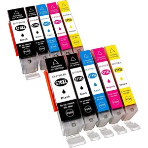 INKFIND 570XL 571XL inktcartridge voor Canon 570XL 571XL PGI570XL CLI571XL PGI-570XL CLI-571XL inktcartridge multipack 10 stuks (2*5pack = foto Zwart x 2, Zwart x 2, Cyaan x 2, Magenta x 2, Geel x 2)