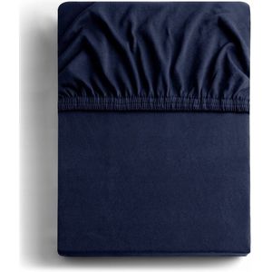DecoKing - Amber - Hoeslaken - Donker Blauw - 100% Katoen Jersey - 140x200-160x200