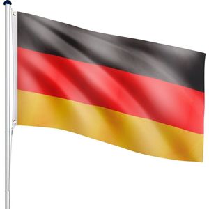 FLAGMASTER Vlaggenmast met Vlag Duitsland - 120 x 80 cm - Met Ringen - Duitse Vlag - 6,5 m
