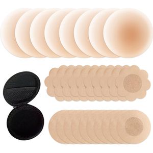 Nipple Pads, 4 Reusable Nipple Covers, 10 Disposable Nipple Covers, With Storage Box, Robust and Invisible,Sweatproof
