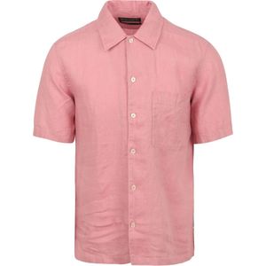 Marc O'Polo - Overhemd Short Sleeves Linnen Roze - Heren - Maat XL - Regular-fit