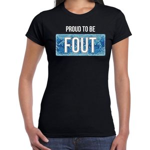 Proud to be fout t-shirt met slangenprint - zwart - dames - fout fun tekst shirt / outfit / kleding L