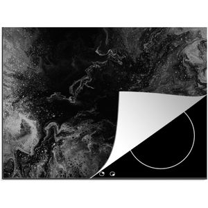 Inductie beschermer - Graniet print - Industrieel - Zwart - Design - Afdekplaat voor kookplaat - Inductie fornuis - 60x52 cm - Inductie mat - Inductieplaat beschermer