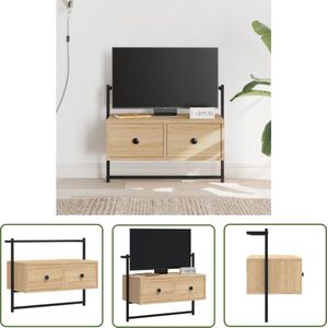 The Living Store TV-meubel - Sonoma eiken - Wandgemonteerd - 60.5 x 30 x 51 cm (B x D x H)