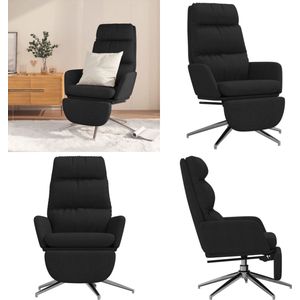 vidaXL Relaxstoel met voetensteun stof zwart - Relaxstoel Met Voetensteun - Relaxstoelen Met Voetensteunen - Zetel Met Voetensteun - Relaxstoel