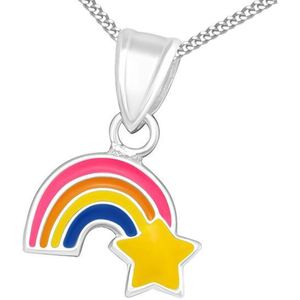 Amanto Kids Ketting Charlie Star - 925 Zilver - Regenboog - 11x8mm - 38cm