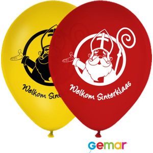Ballonnen Welkom Sinterklaas Geel en Rood (Helium)