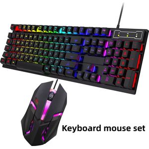 Gaming Combo Set - Mechanische Toetsenbord & Muis - Mechanical Keyboard - Mechanische Gevoel Toetsenbord - LED RGB Verlichting - Bedraad - QWERTY - Computer - Zwart