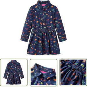 vidaXL Meisjesjurk - Kinderjurk - Kinderjurk met lange mouwen 140 marineblauw - Blauwe Jurk - Langmouwjurk - Zomerjurk