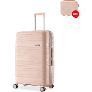 SKYCASES Handbagage Koffer + Gratis Pouch - Cijferslot - 35x21x54 cm - 40L - Roze