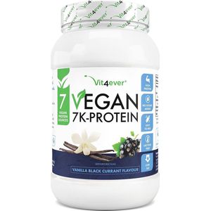 Vit4ever - Vegan 7K Protein - 1kg - Vanilla & Zwartebes smaak - Zuiver plantaardig proteïnepoeder met rijst-, amandel-, soja-, erwten-, hennep-, cranberry- en zonnebloemproteïnen