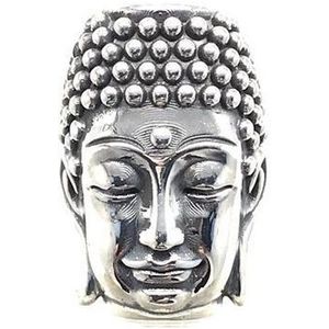 2 Stuks 925 Sterling Silver Bead , Zilveren 3D Buddha Bedel ( Spacer ) van 12 gram Zilver , Hoogte van de Bouddha is  20mm met een Rijgoog van 6mm opening .