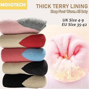 Damessokken, dikke thermische sokken, warme wintersokken, wollen sokken, kleurrijke gebreide sokken, dames, meisjes, dagelijks gebruik, comfortabel ademend, EU-maat 35-42