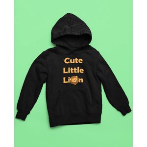 Pixeline Hoodie Lion #black 1-2 jaar - Leeuw - Pixeline - Trui - Stoer - Dier - Kinderkleding - Hoodie - Lion - Animal - Kleding