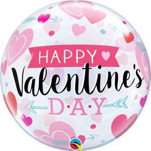 Qualatex - Folieballon - Bubbles - Happy Valentine's day - Zonder vulling - 56cm