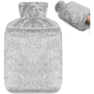 Warme waterkruik met luxe imitatiebont hoes - 2L lekvrije warmwaterzak voor pijnverlichting en warmte