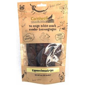 Carniwell - kippenvleesstrips - 100 Gram - Hypoallergeen Kauwsnack - Hondensnoepjes - natuurlijke hondensnacks kip