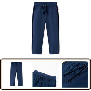 Kinderbroek - Marineblauw - Zwarte bies - Maat 116 Kinderbroek - Kinderkleding - Meisjesbroek - Jongensbroek - Blauwe Broek