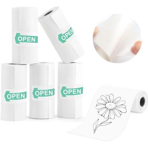 5 Rollen Mini Thermisch Papier - Transparant, Zelfklevend, Perfect voor Kinderen en Mobiele Printers (55mm x 25mm)