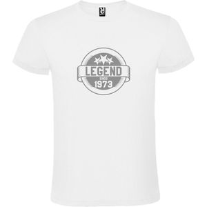 Wit T shirt met print van "" Legend sinds 1973 "" print Zilver size XL