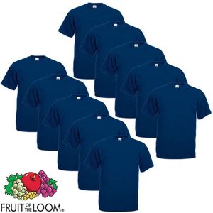 10X Fruit of the Loom Grote maat Value Weight T-shirt marineblauw 4XL