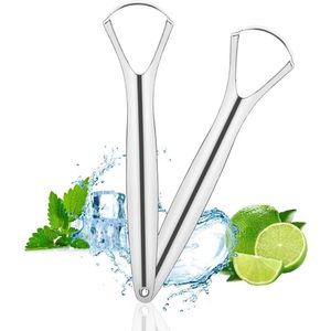 Tongschraper van RVS - Tongreiniger - Tongborstel - 2 stuks