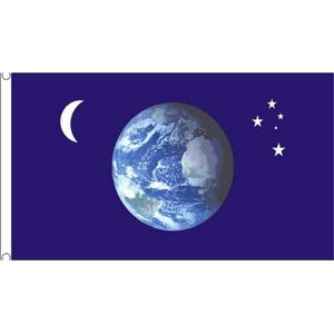Wereldbol vlag met maan sterren