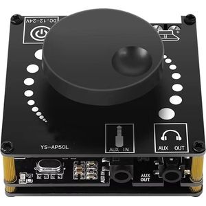 HIFI-Stereo Bluetooth Versterker - 2x50W - 8-26V - BT 5.0 - AP50L - Amplifier - Versterker Audio - Zwart