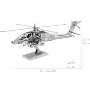 3D Metalen Puzzel Miniatuur Helikopter - Mini Bouwpakket - Prachtig - Schaalmodel - Leger