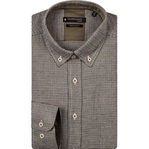 Giordano - Overhemd - Groen - Lange Mouw - Houndstooth - 100% Katoen