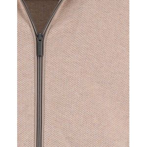 bugatti - Sweatvest - Beige - Met Ritssluiting - Opstaande Kraag - Visgraatmotief