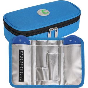 Insuline Cooler Travel Case Draagbare Diabetische Medicatie Insuline Pen Houder Organizer Tas Medicijn Koeltas met 2 Ice Pack Gel (Blauw)