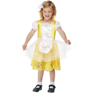 Smiffy's - Goudlokje Kostuum - Wie Heeft Er Aan De Honing Gezeten Prinses - Meisje - Geel, Wit / Beige - Maat 116 - Carnavalskleding - Verkleedkleding
