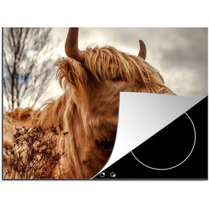 KitchenYeah® Inductie beschermer 75x52 cm - Schotse Hooglander - Struik - Heide - Kookplaataccessoires - Afdekplaat voor kookplaat - Inductiebeschermer - Inductiemat - Inductieplaat mat