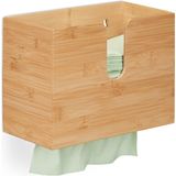 Relaxdays handdoek dispenser bamboe - papieren handdoekjes houder - interfold dispenser
